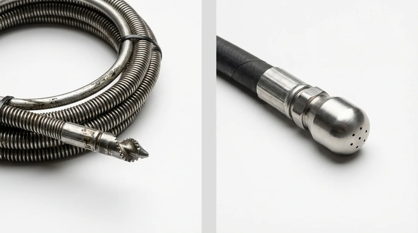 Drain snake cable and hydro jetting nozzle used for drain cleaning in Lake Isabella, CA